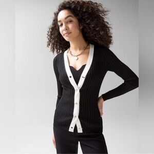 NWT White House Black Market WHBM Long-Sleeve Rib Cardigan & Sweetheart Tank - L
